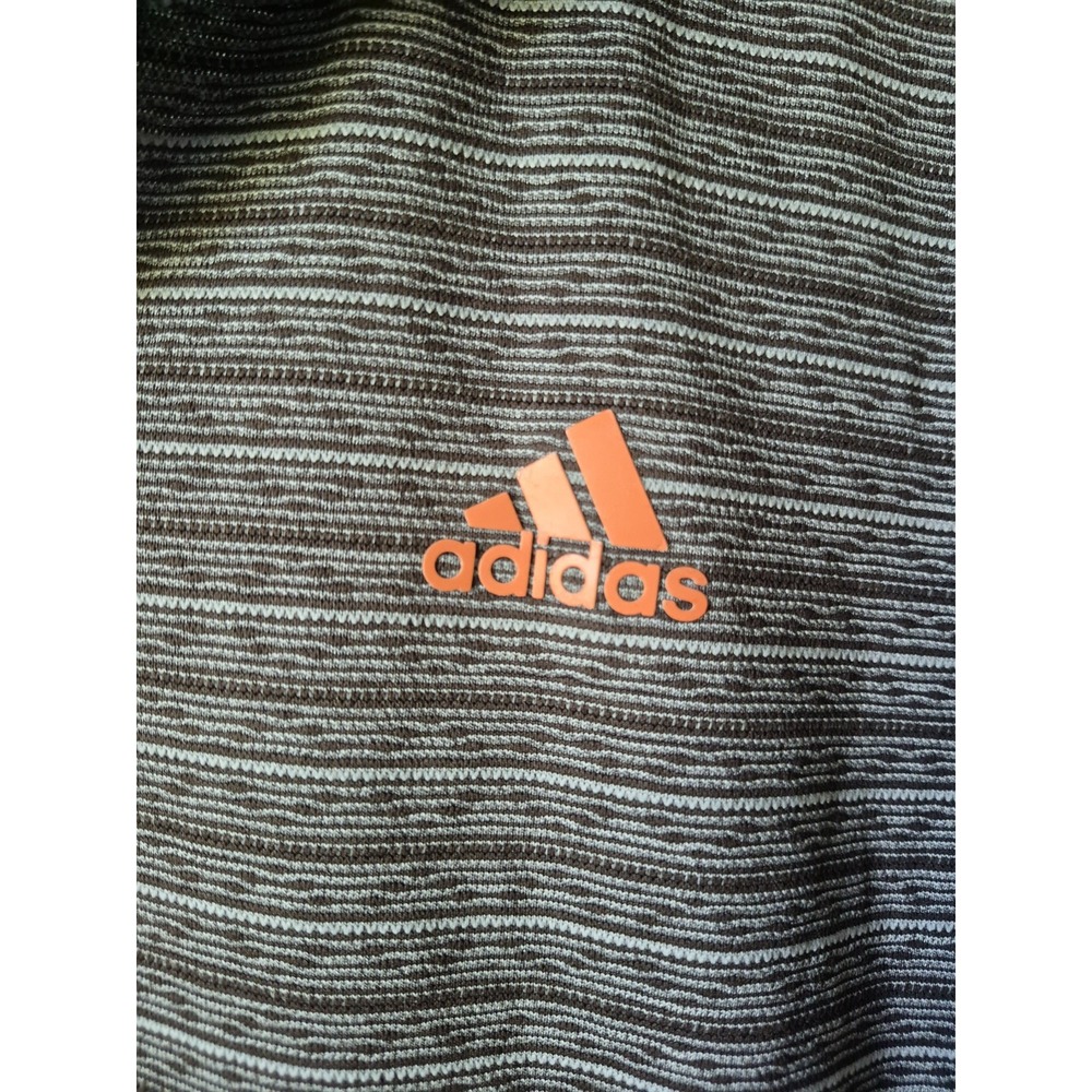 Adidas Men's S Short Sleeve Striped Polo Shirt Brown/Gray 3 Stripe Right Sleeve - Picture 4 of 7